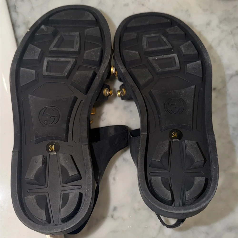 Gucci Black Sandals with Gold and Pearl Details - Picture 2 of 3